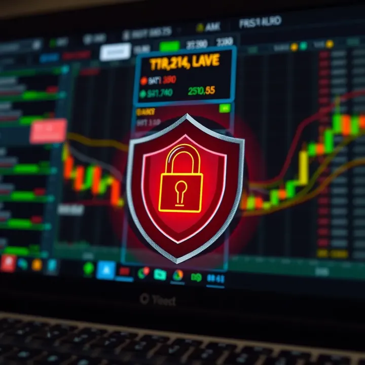 Illustration of account security measures including shield icon and password protection