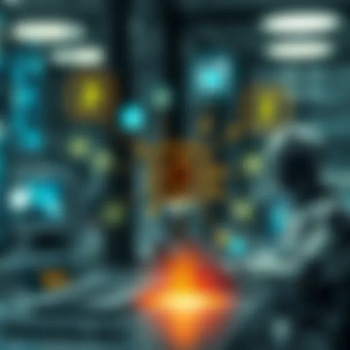 Conceptual graphic displaying communication bots interacting with multiple digital platforms facilitating automated communication