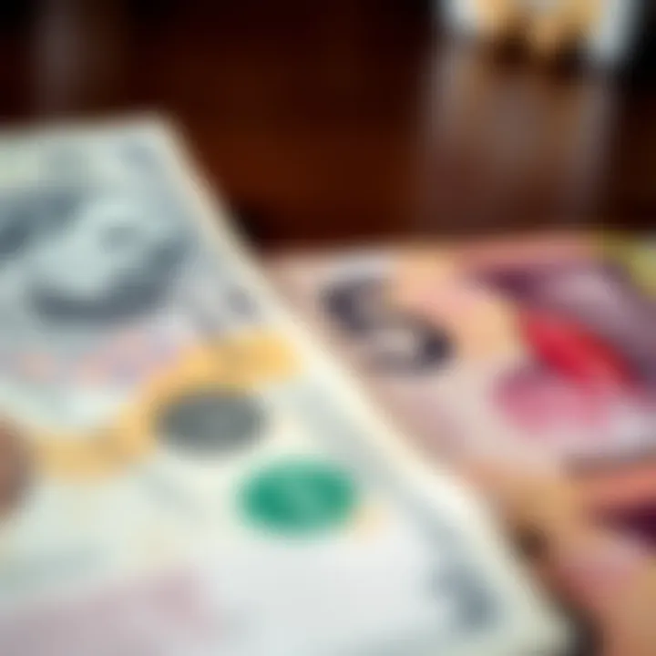 Comparing US Dollar and Kenyan Shilling Currency Close-up view of US dollar bills and Kenyan shilling notes side by side