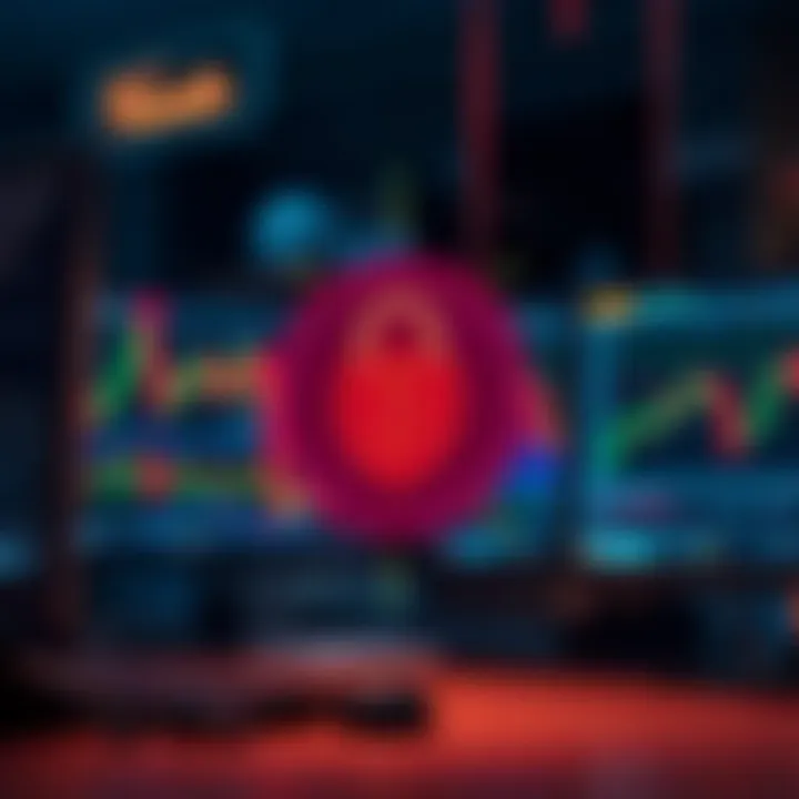 Illustration of digital security measures protecting cryptocurrency assets in a trading environment