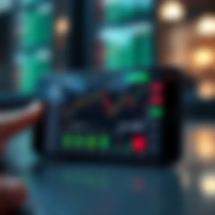 Mobile device displaying Deriv APK interface with trading charts and options