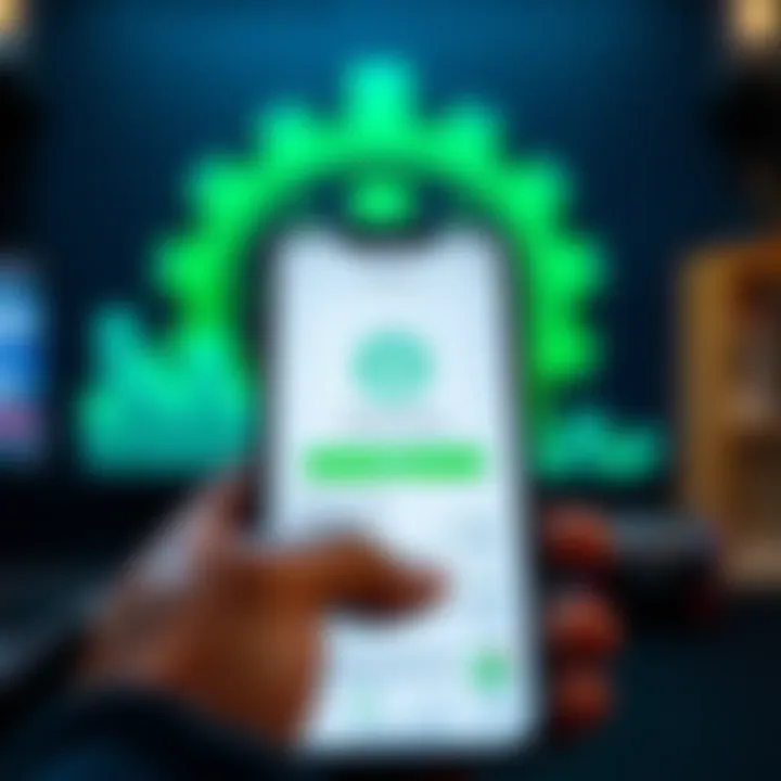 Illustration of a mobile device displaying the secure download and installation process of the Deriv app APK