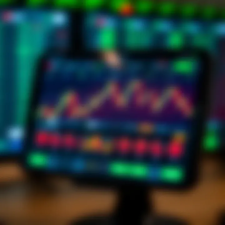 Mobile trading application interface showing forex market charts and trading options