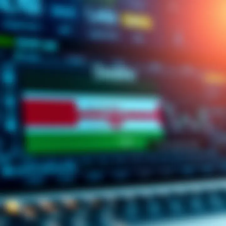 Illustration of a secure login interface showing input fields for username and password with a Kenyan flag symbol