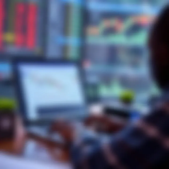 A Kenyan trader using a laptop to access Deriv account with visible currency data