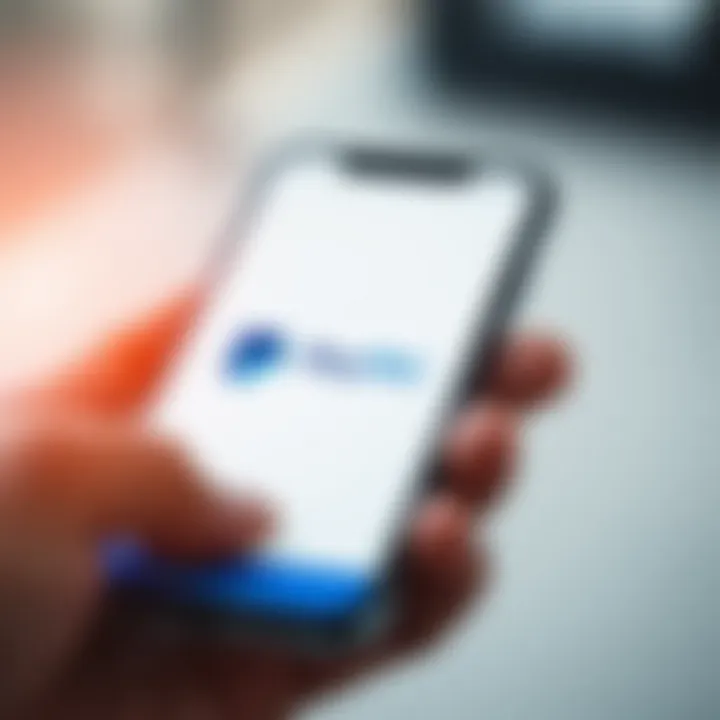 Mobile phone displaying PayPal app interface with M-Pesa logo visible