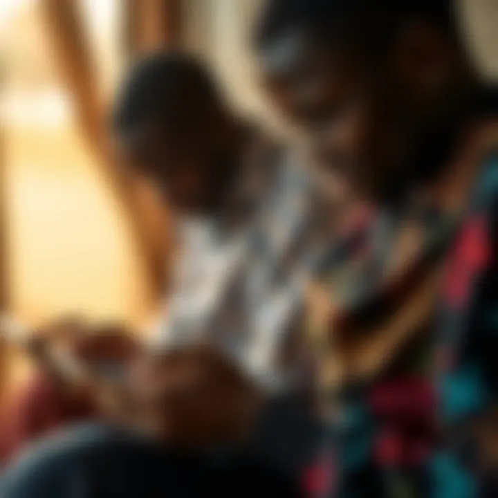 Peer-to-Peer Technology Transforming Finance and Trade in Kenya Visual representation of mobile devices in Kenya using peer-to-peer technology for financial transactions and information exchange