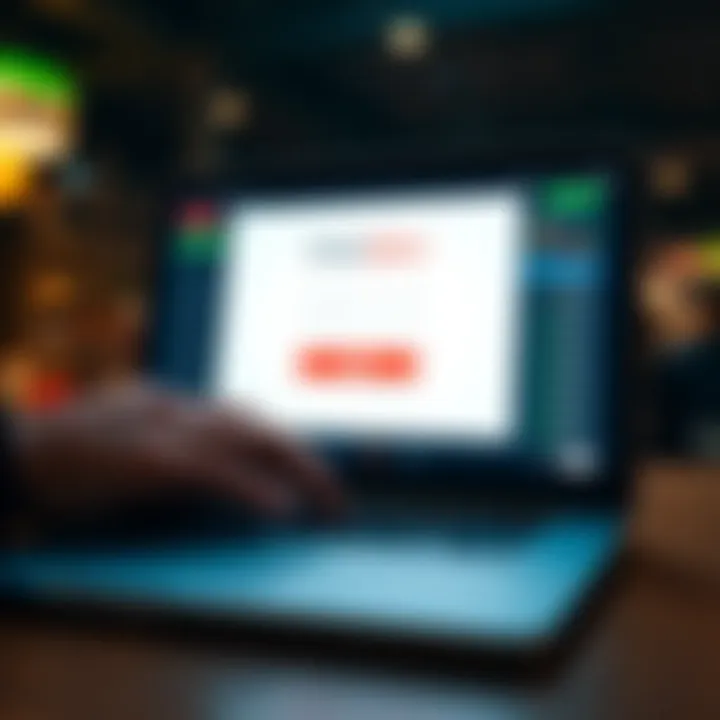 User securely logging into Pocket Option trading platform on a laptop