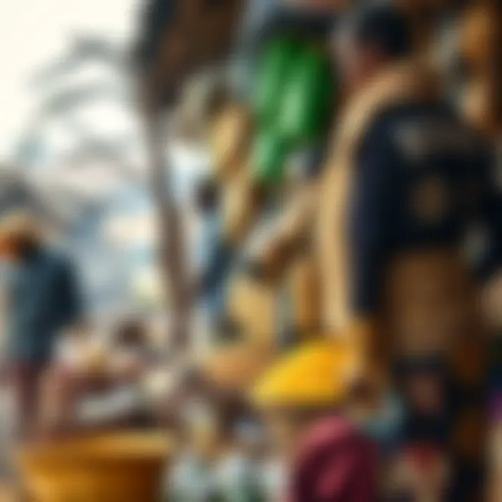 Local marketplace showcasing trade activities with traders and various commodities