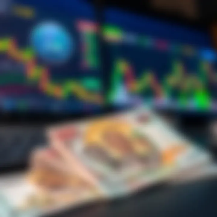 Illustration of digital technology tools used in forex trading with Kenyan currency and market charts