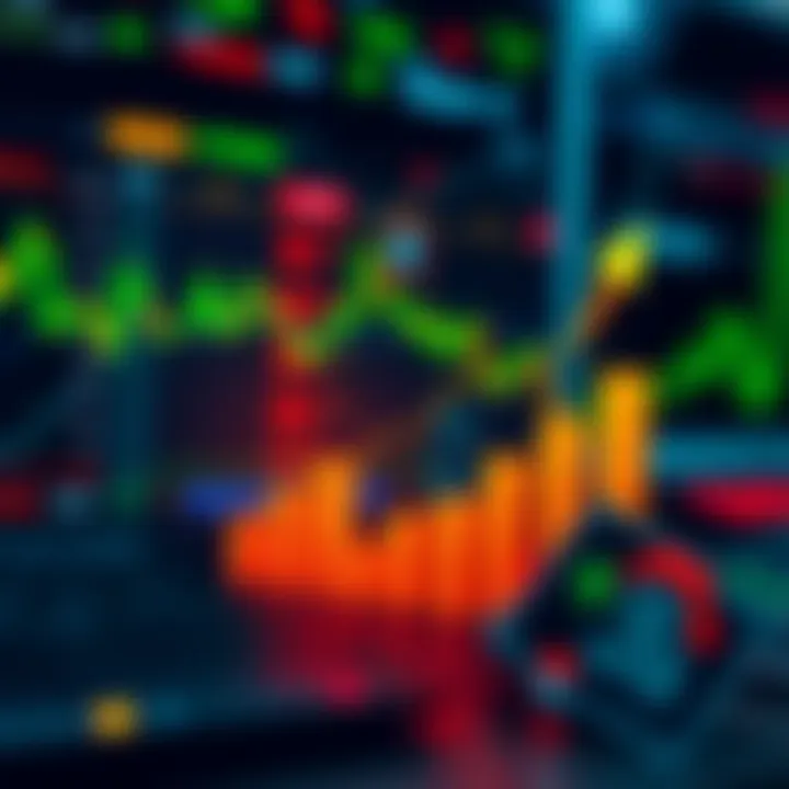 Graph showing upward trend in forex trading profits with digital devices and currency symbols
