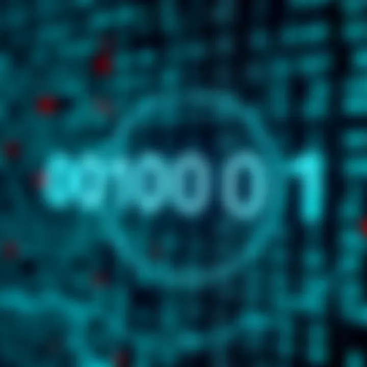 Application of Binary Accounts in Finance and Technology Conceptual graphic showing the application of binary accounts in finance and technology sectors with digital symbols
