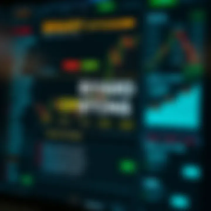 Diagram showing the concept of binary options trading with digital charts and call-put options