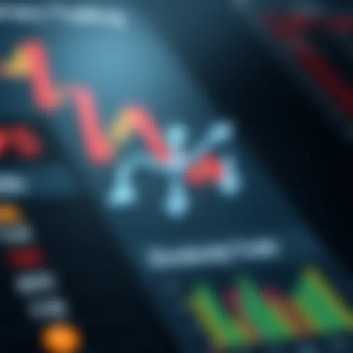 Diagram showing the basic concept of binary trading with upward and downward market arrows