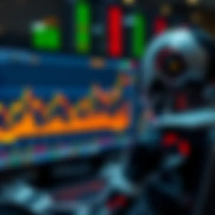 Digital interface showing automated forex trading bot analyzing currency charts