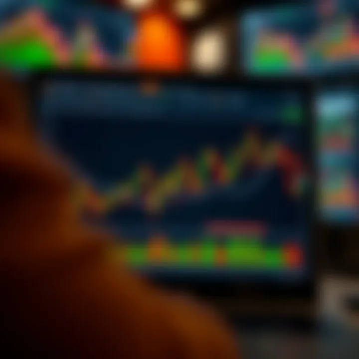 Graph showing simulated trading platform with virtual funds for practice