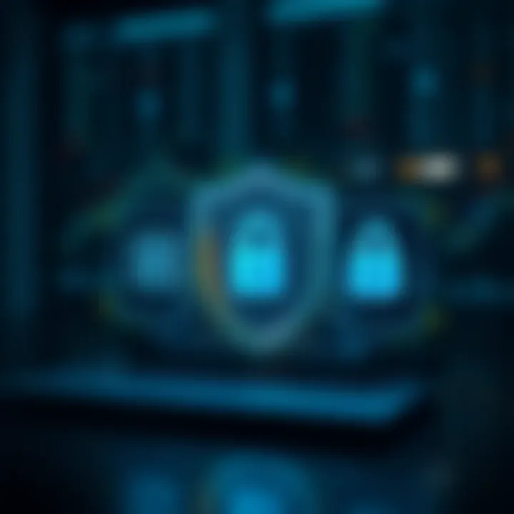 Illustration of secure online trading with shields and digital locks representing platform security