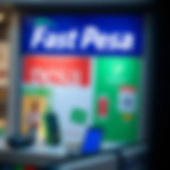 A mobile money service point displaying fast pesa branding with cash and mobile devices