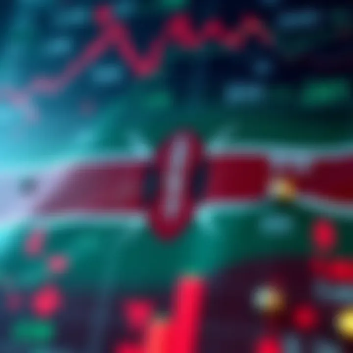Digital representation of automated forex trading with charts and currency symbols overlaying Kenyan flag