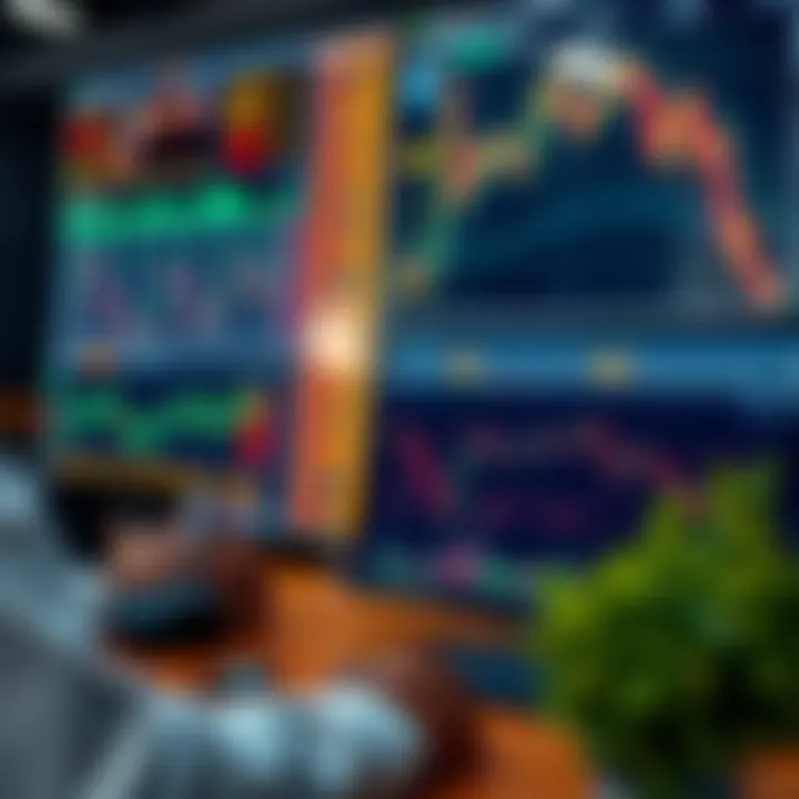Technology interface displaying forex trading platforms and market analytics
