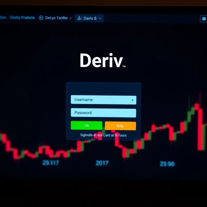 Screenshot of Deriv login interface displaying username and password fields
