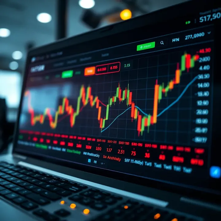 Graph showing automation of binary options trading with bot setup interface