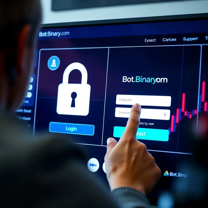 User entering credentials on a secure login interface for Bot Binary platform