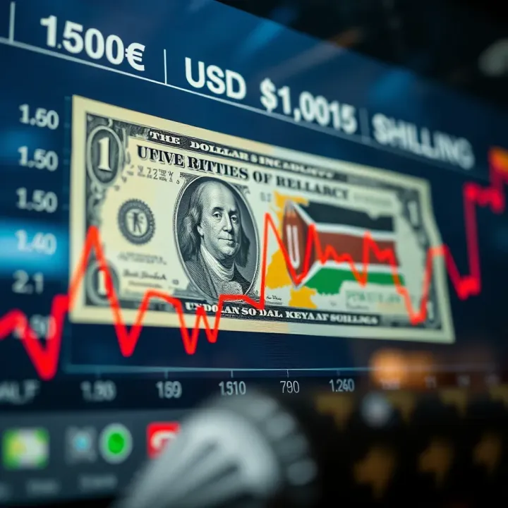 Currency exchange rate chart showing US dollar to Kenyan shilling fluctuation