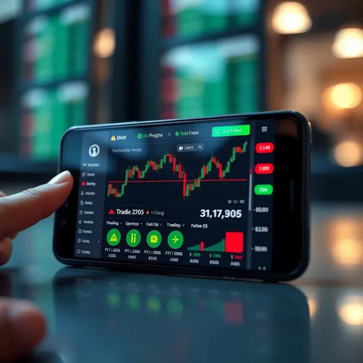 Mobile device displaying Deriv APK interface with trading charts and options