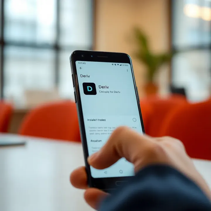 Android smartphone showing Deriv app installation screen