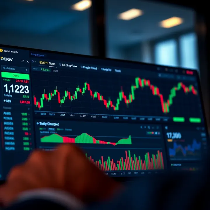 Deriv Dashboard Featuring Market Trends Using TradingView Analysis Dashboard view of Deriv platform displaying market trends analyzed using TradingView charts