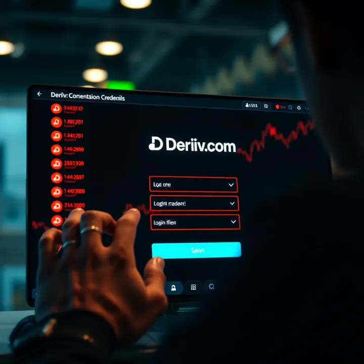 User entering login credentials on the Deriv.com platform