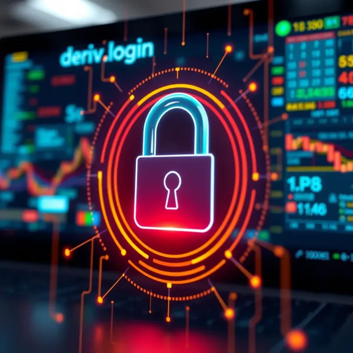 Secure login concept with lock icon and digital security elements reflecting online trading safety
