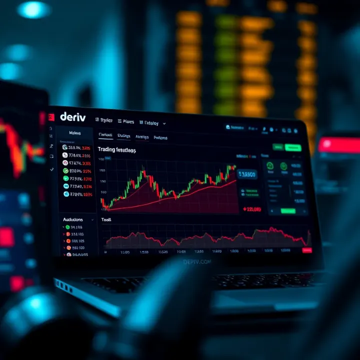 Overview of Trading Features on Deriv.com Dashboard Dashboard showcasing key trading features available after logging into Deriv.com