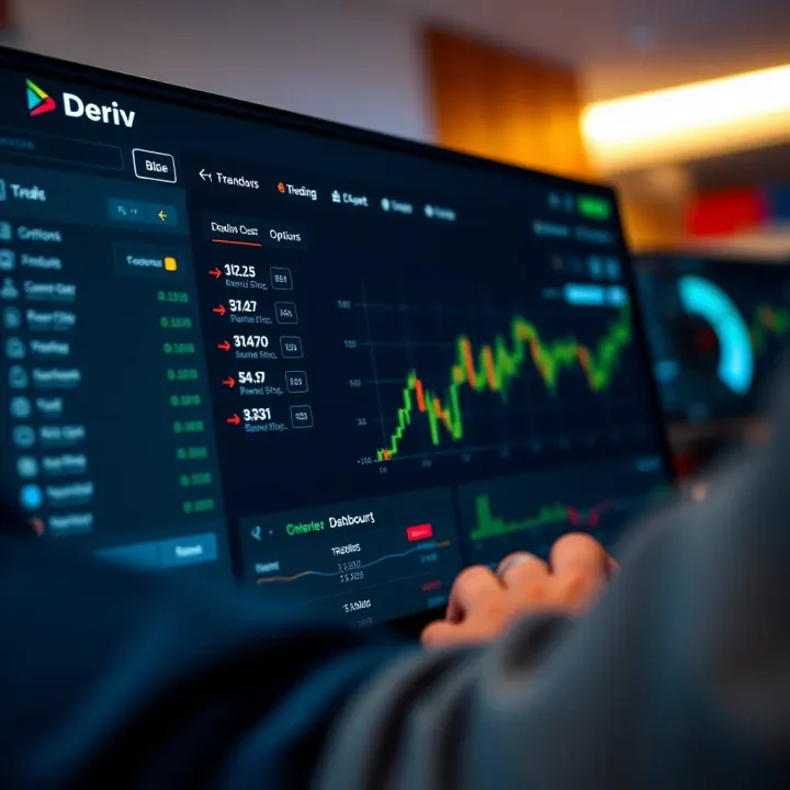 User dashboard overview displaying trading options and account settings on Deriv