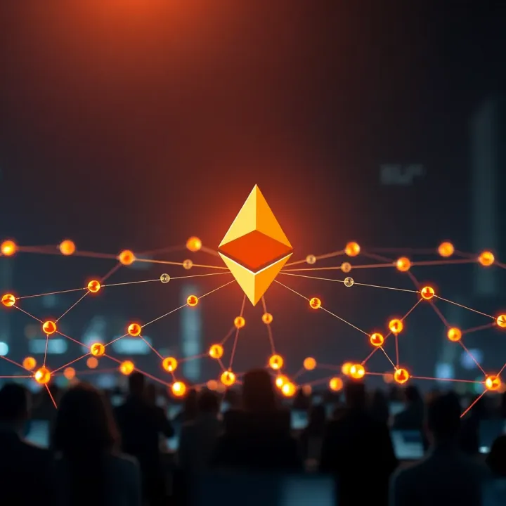 Illustration of Ethereum blockchain network and factors influencing its value