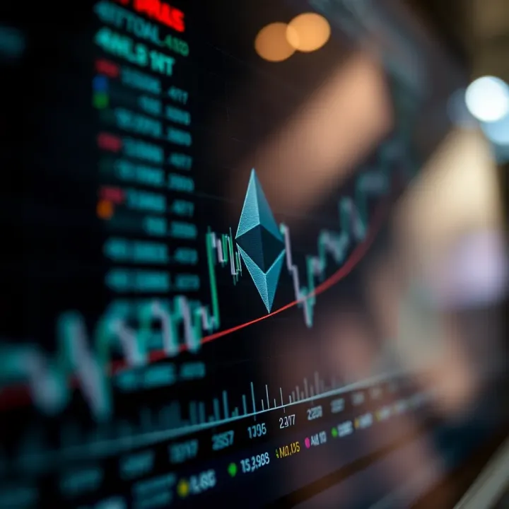 Graph showing Ethereum price fluctuations over recent months with market trend lines