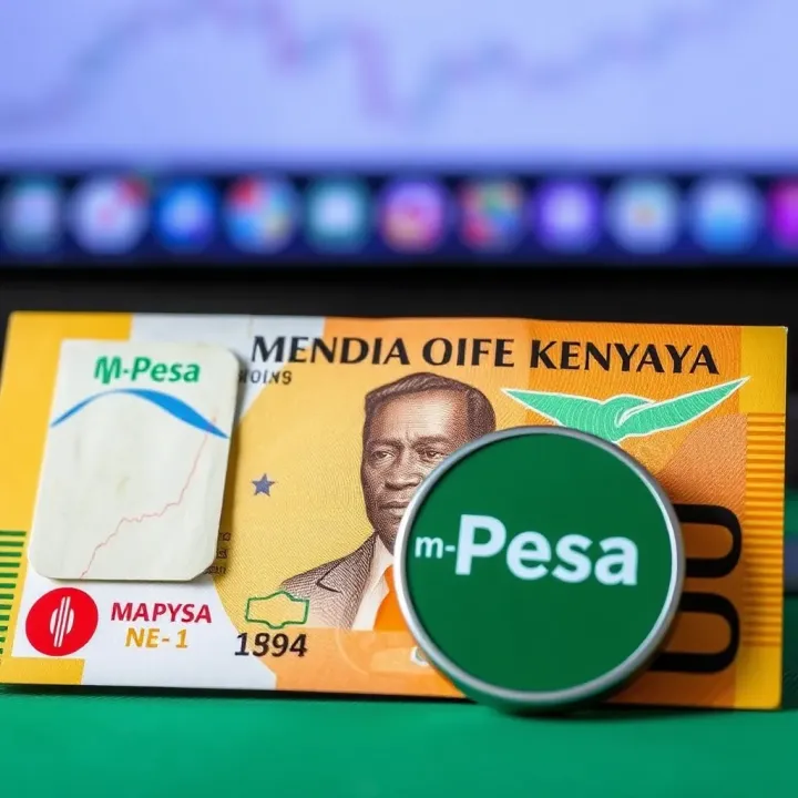 Kenyan shilling currency notes and M-Pesa logo highlighting mobile money transactions