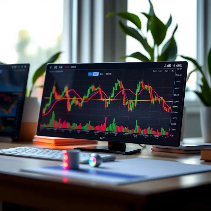 Illustration of a clean and simple forex trading chart showing currency pairs and market trends