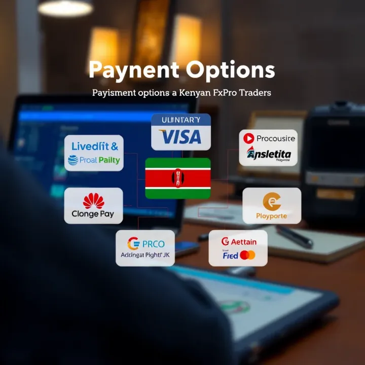 Illustration showing various payment methods available for Kenyan traders to fund their FxPro accounts including mobile money options