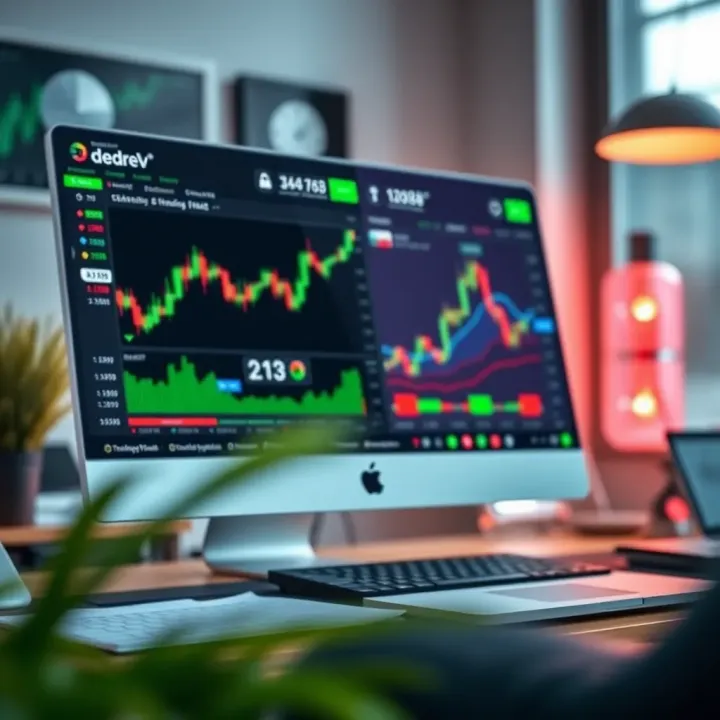 Screenshot of Deriv's trading platform showing integrated TradingView charts and market indicators