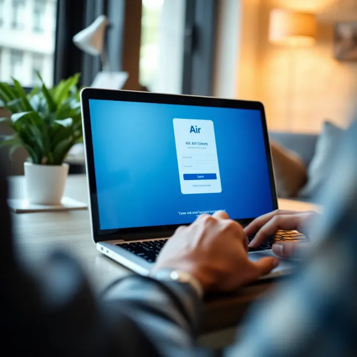 User accessing AirTM platform on a laptop showing login interface tailored for Kenyan users