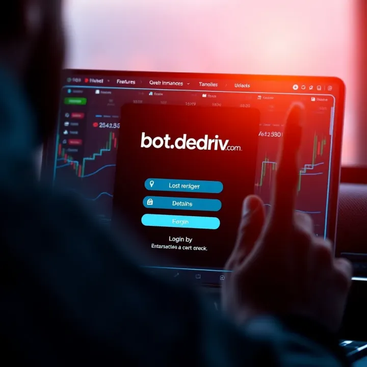 User interface of bot.deriv.com showing login screen with secure access features