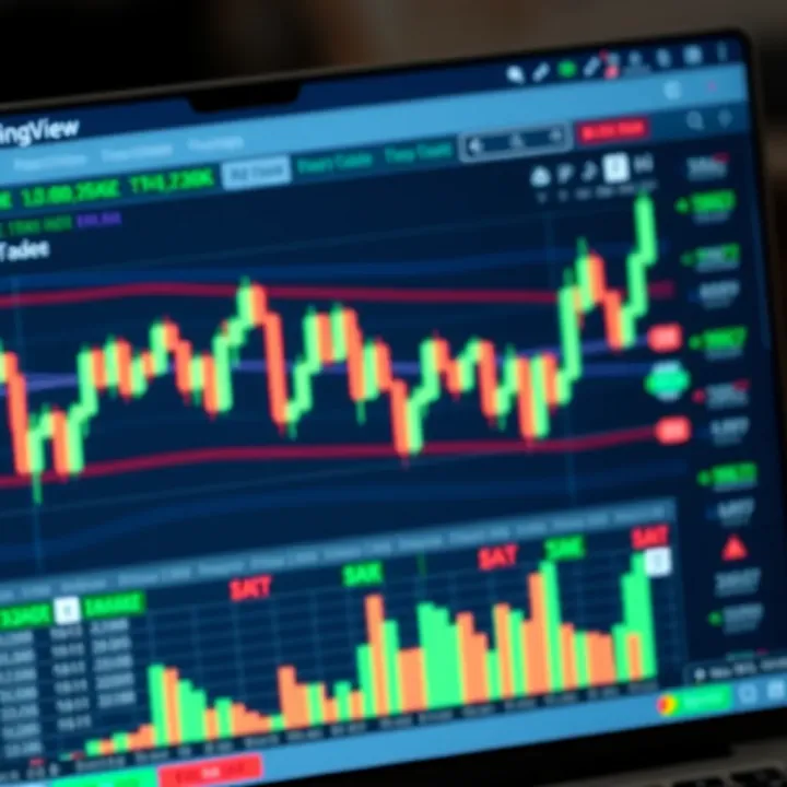 TradingView Chart with Technical Indicators for Binary Trading Interactive TradingView chart displaying candlestick patterns and technical indicators for binary options trading