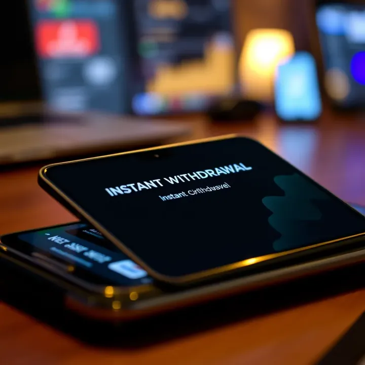 Digital wallet showing instant withdrawal confirmation on a mobile device