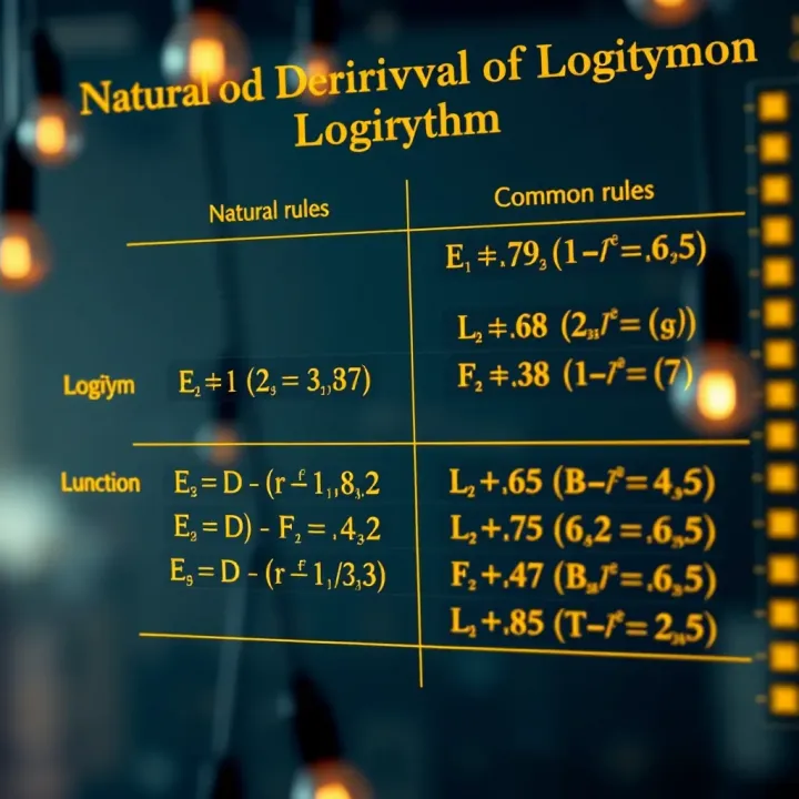 Comparison of Derivative Rules for Natural and Common Logarithms Comparison chart of natural and common logarithm functions highlighting their derivative rules