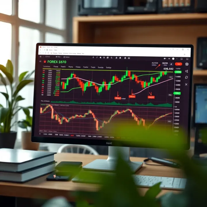 Interactive Forex Trading Tools and Resources Online forex trading platform displayed on a computer screen with charts and indicators