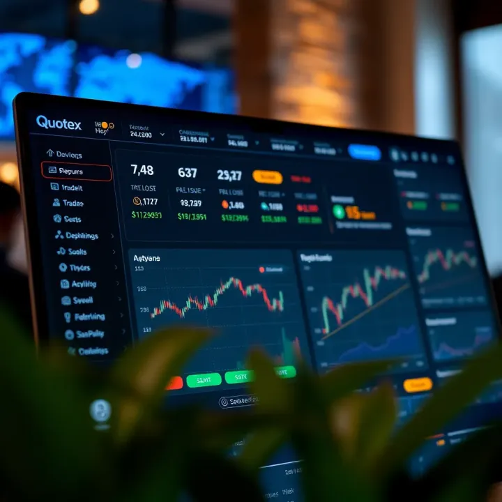 Dashboard overview with trading tools and account management features visible
