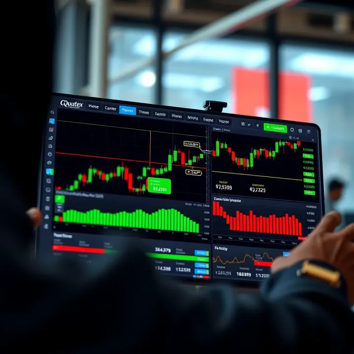 Interface of Quotex trading platform highlighting demo account features for Kenyan users