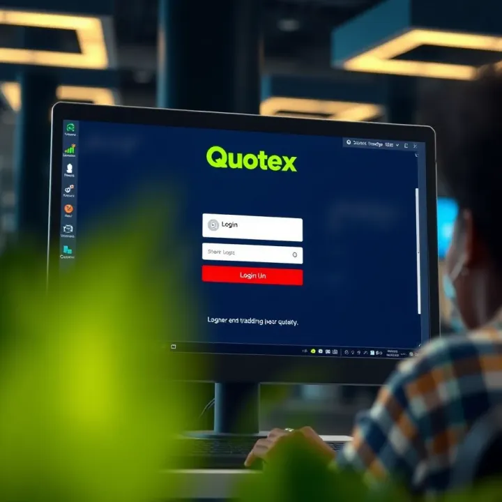 Quotex platform login screen showing secure access interface